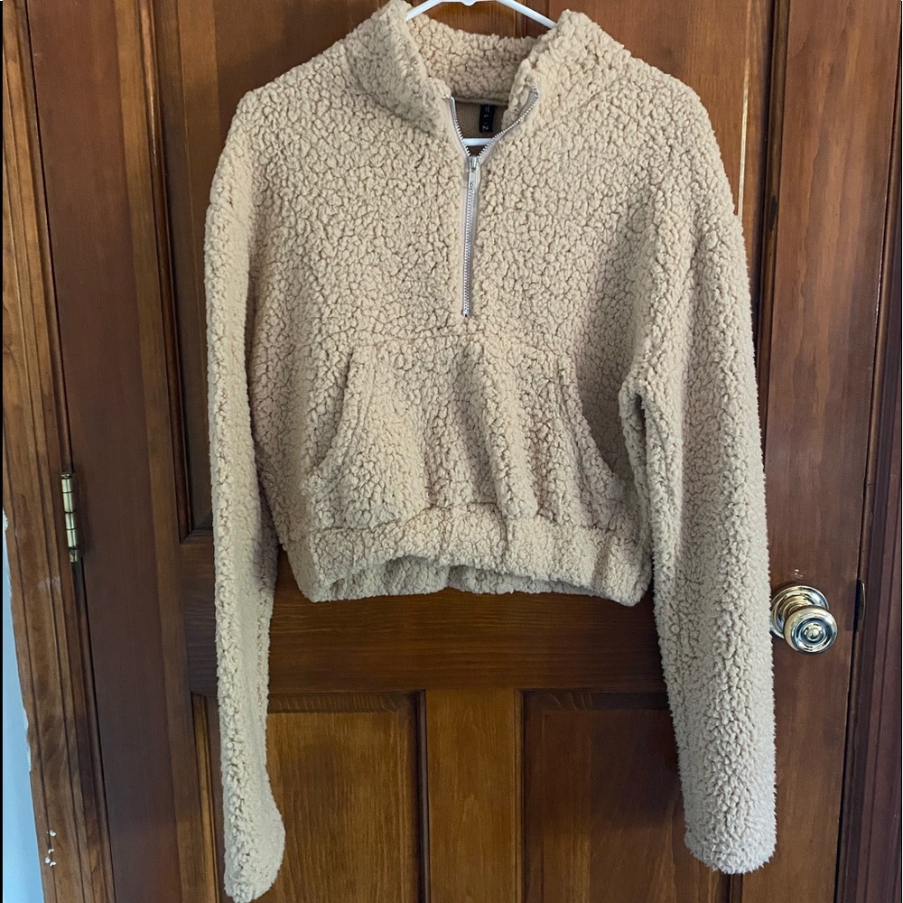 Beige Cropped Sherpa
